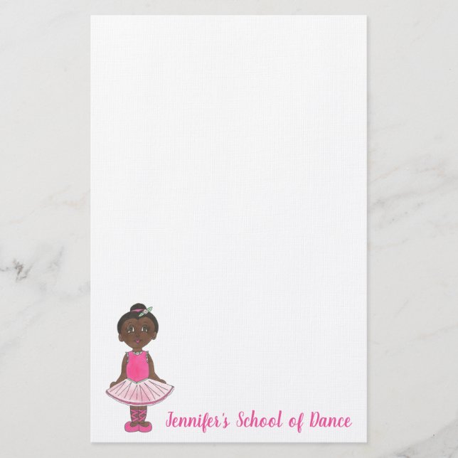 Personalized Dance School Studio Teacher Ballet Stationery (Front)