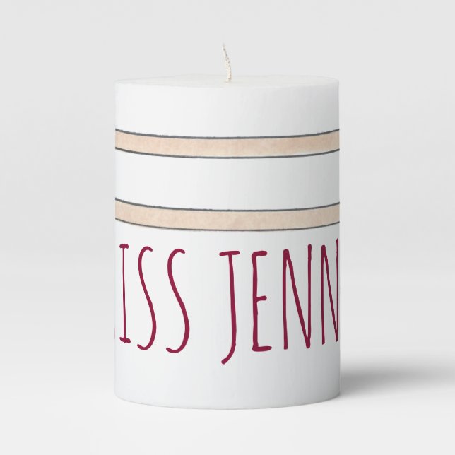 Personalized Dance Teacher Ballet Barre Ballerina Pillar Candle (Front)