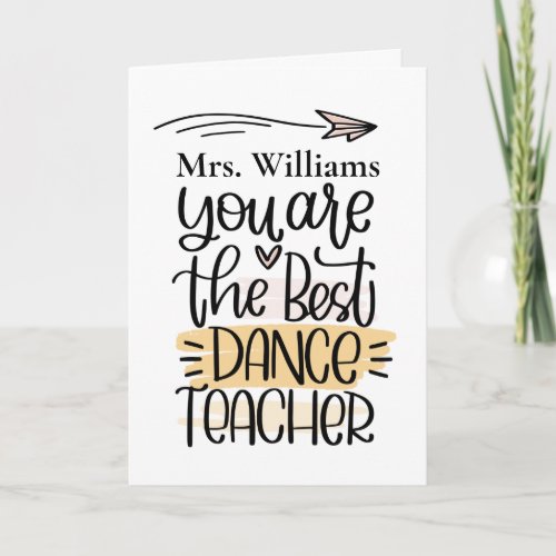 Personalized Dance Teacher Card Thank You Card