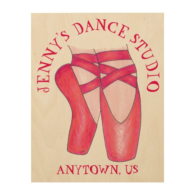 Personalized Dance Teacher Gift Ballet Shoe Studio Wood Wall Decor (Front)