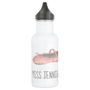 Personalized Dance Teacher Pink Ballet Slipper Water Bottle