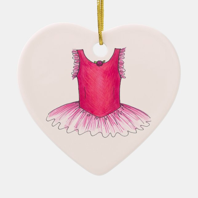 Personalized Dance Teacher Pink Ballet Tutu Ceramic Ornament (Front)