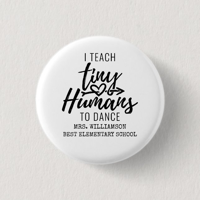 Personalized Dance Teacher Script Typography Button (Front)