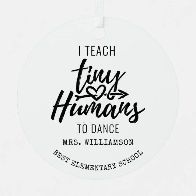Personalized Dance Teacher Script Typography Metal Ornament (Front)
