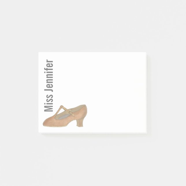 Personalized Dance Teacher Tan Character Shoe Post-it Notes (Front)