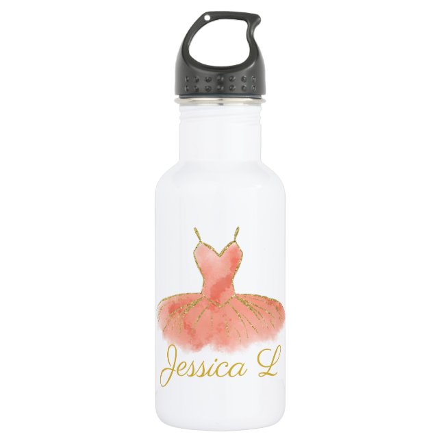 Personalized Dance Water Bottle with Glitter Tutu  (Front)