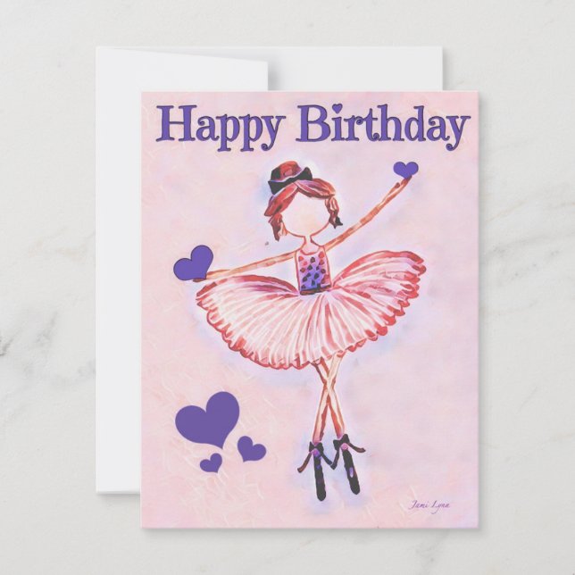Personalized dancer Birthday Card ballerina (Front)