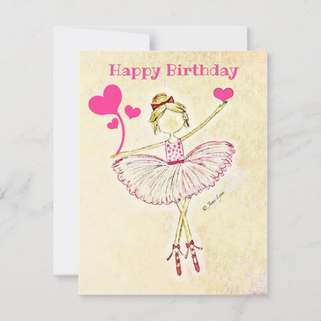 Personalized dancer Birthday Card ballerina (Front)