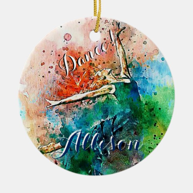 Personalized dancer  ceramic ornament (Front)