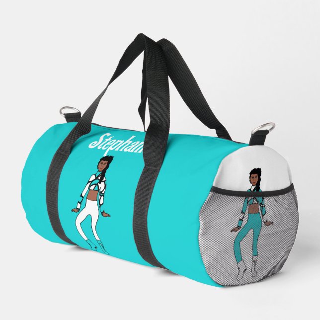 Personalized Dancer Duffle Bag Aqua White #1 (Right Corner)