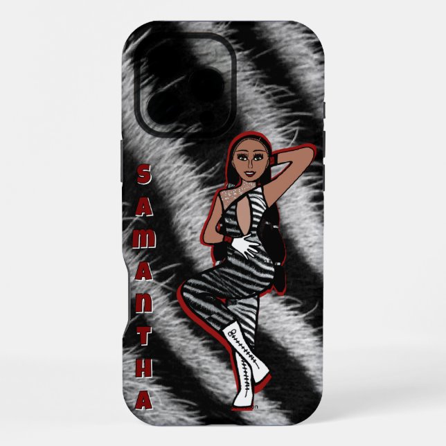 Personalized Dancer Red  Zebra #1 Iphone Case (Back)