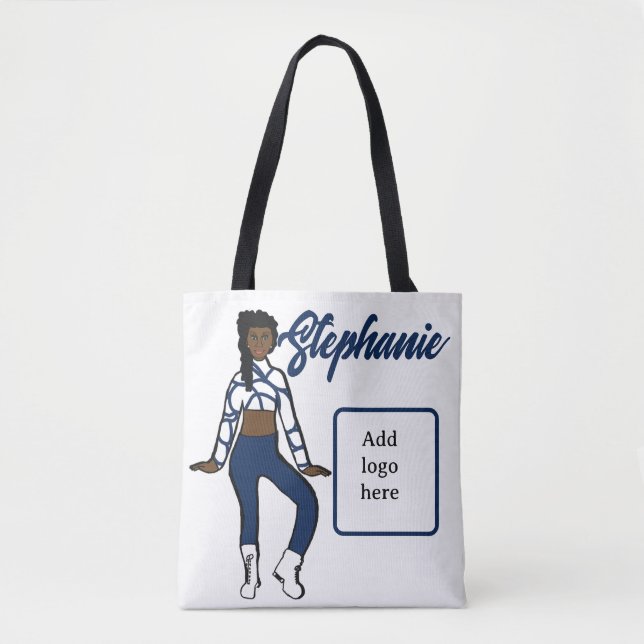 Personalized Dancer Tote ( Blue White) Bag (Front)