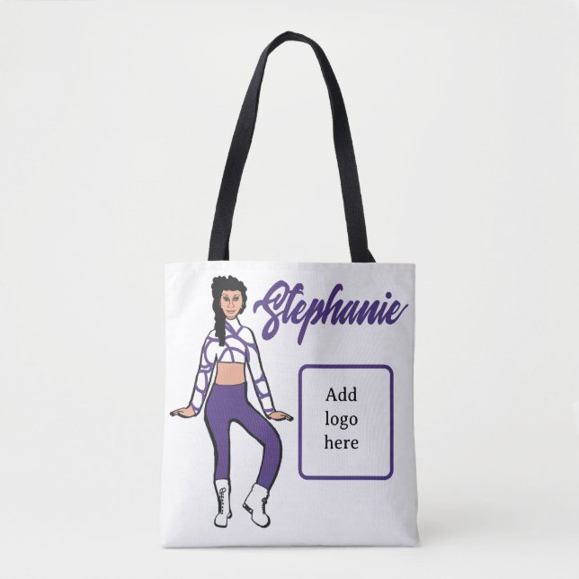 Personalized Dancer Tote ( Grape White) Bag (Front)