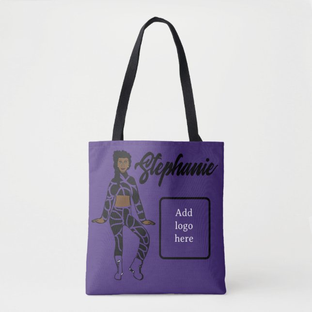 Personalized Dancer Tote ( Purple Black) Bag (Front)