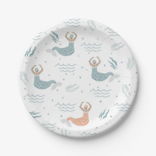 Personalized Dancing Mermaid Illustration Sea Paper Plates