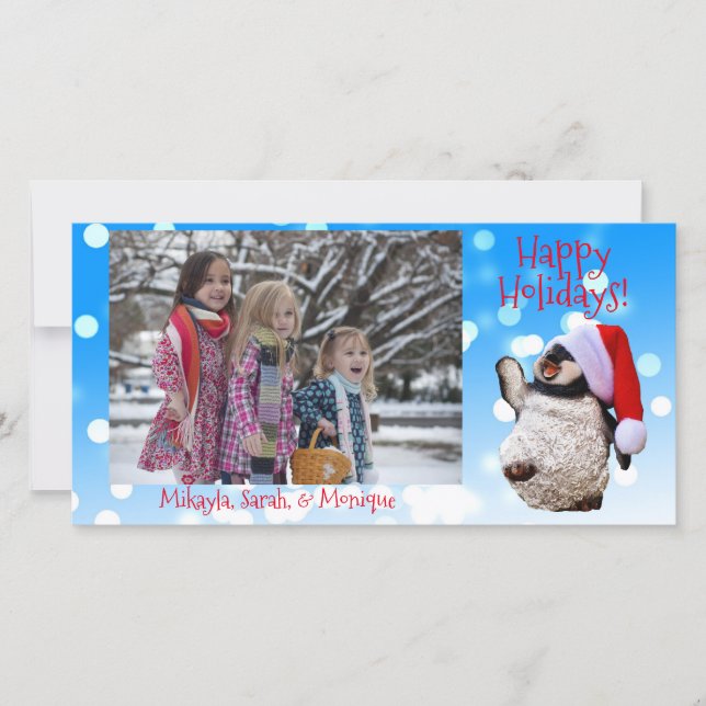 Personalized Dancing Penguin Christmas Holiday Card (Front)