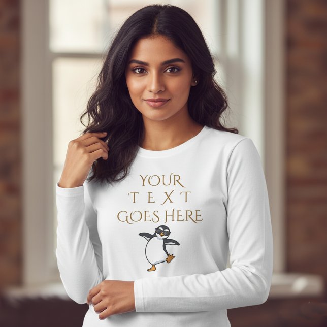 Personalized Dancing Penguin Custom Text T-Shirt (Creator Uploaded)
