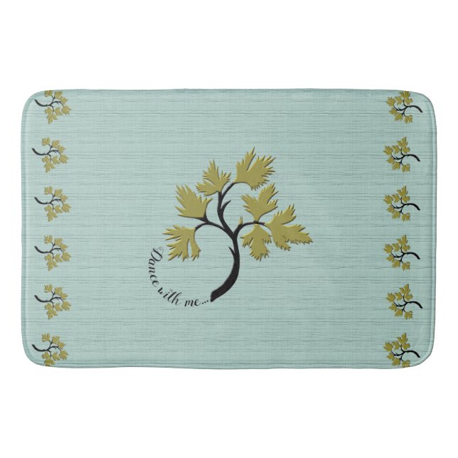 Personalized Dancing Tree Olive Green Bath Mat (Front)