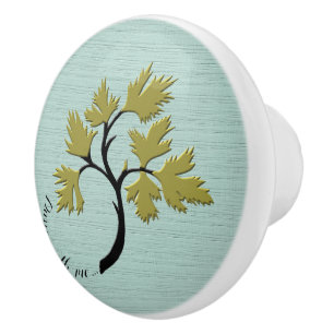 Personalized Dancing Tree Olive Green Ceramic Knob