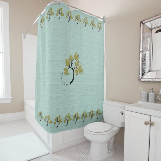 Personalized Dancing Tree Olive Green Shower Curtain (In Situ)