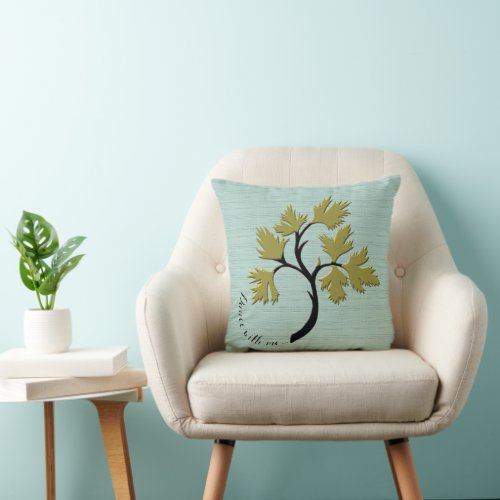 Personalized Dancing Tree Olive Green Throw Pillow