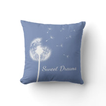 Personalized Dandelion Throw Pillow in blue