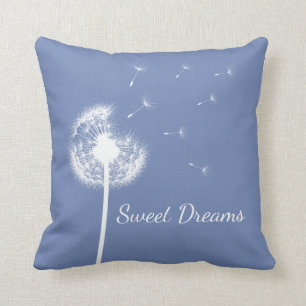Personalized Dandelion Throw Pillow in blue