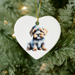 Personalized Dandie Dinmont Terrier Puppy Ceramic Ornament