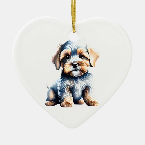 Personalized Dandie Dinmont Terrier Puppy Ceramic Ornament