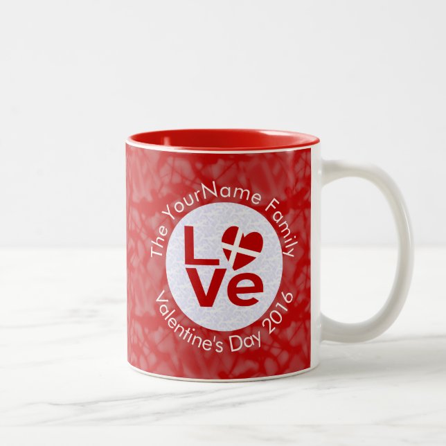 Personalized Danish Red LOVE Flag  Two-Tone Coffee Mug (Right)