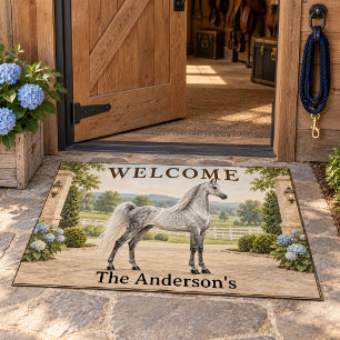 Personalized Dapple Gray American Saddlebred Doormat