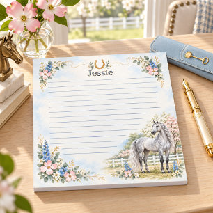 Personalized Dapple Gray Andalusian Floral Notepad