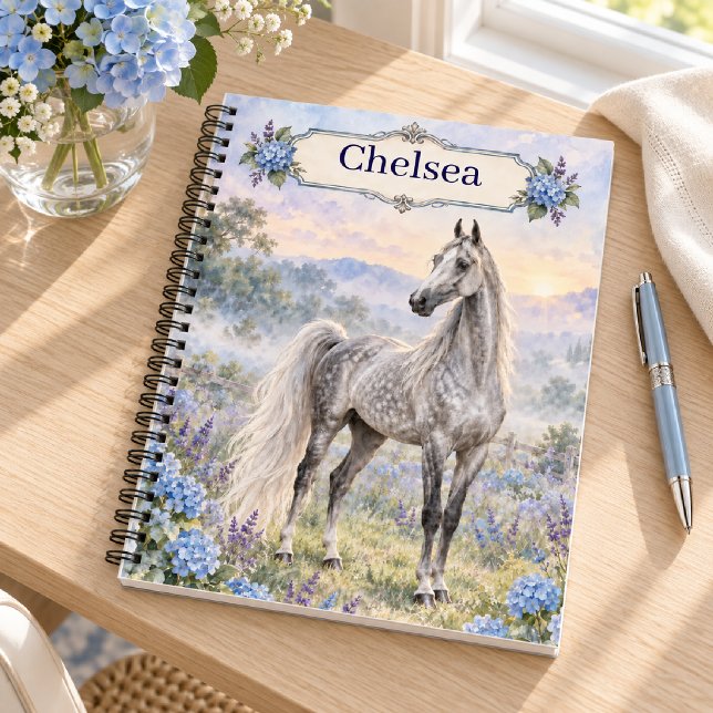 Personalized Dapple Gray Saddlebred Hydrangea  Notebook (Creator Uploaded)