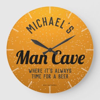 Personalized Dark Beer Man Cave Large Clock by TonesAndTextures at Zazzle