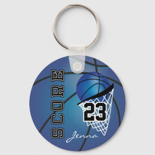 Personalized Dark Blue Basketball Keychain