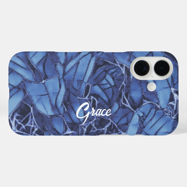Personalized Dark Blue Floral  Case-Mate iPhone Case (Back (Horizontal))