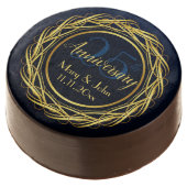 Personalized Dark blue gold Anniversary Luxury Chocolate Covered Oreo (Angled)