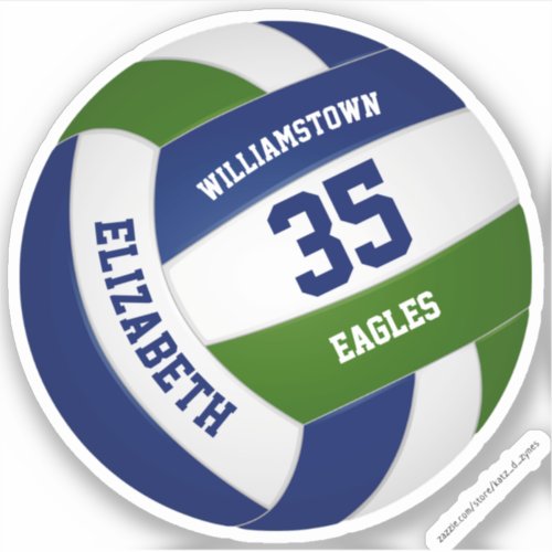 personalized dark blue green volleyball  sticker