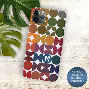 Personalized Dark Blue Orange Green Midcentury Art iPhone 15 Pro Max Case