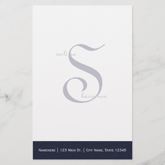 Personalized Dark Blue Stationery (Front)