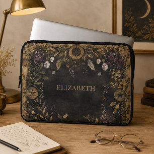Personalized Dark Botanical Witchy Laptop Sleeve