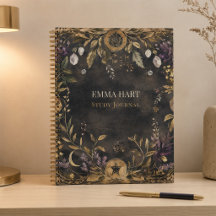 Personalized Dark Botanical Witchy Study Journal