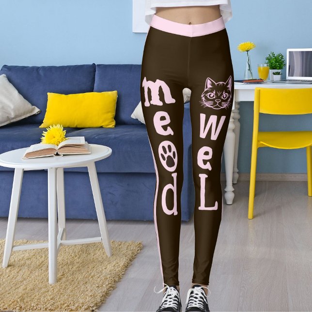 Personalized Dark Brown Pink Stripes Pet Cat  Leggings (Creator Uploaded)