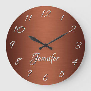 Personalized Dark Brushed Copper Ombre Large Clock