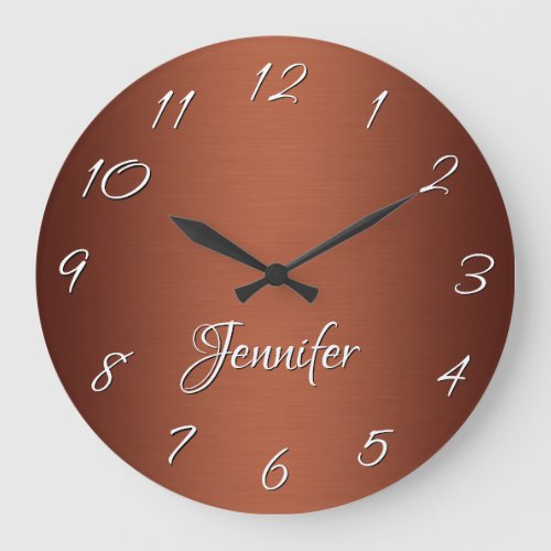Personalized Dark Brushed Copper Ombre Large Clock