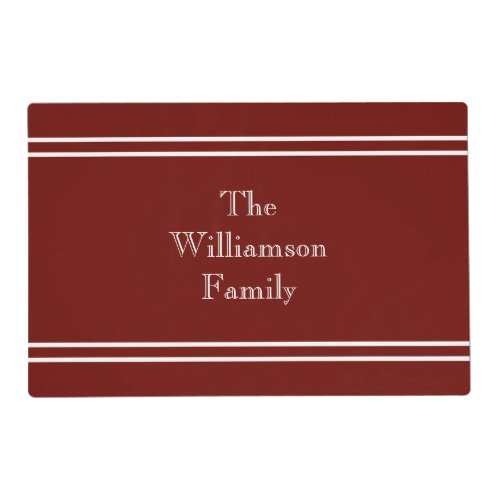 Personalized Dark Burgundy  White Striped Placema Placemat