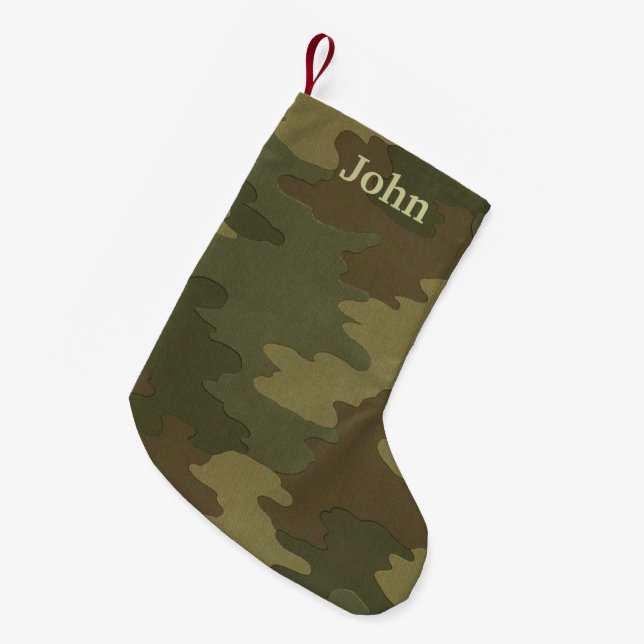 Personalized Dark Camouflage Christmas Stocking (Front (Hanging))