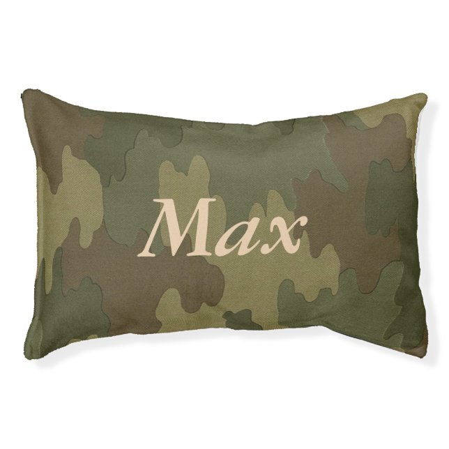 Personalized Dark Camouflage Dog Bed (Front)
