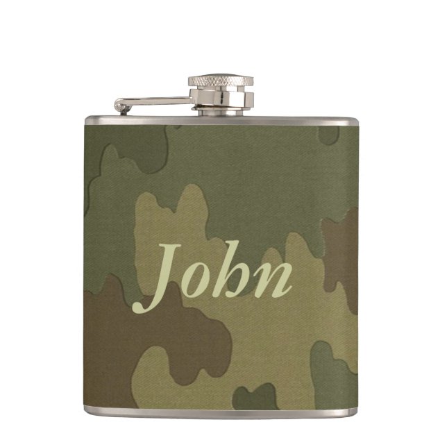 Personalized Dark Camouflage Flask (Front)