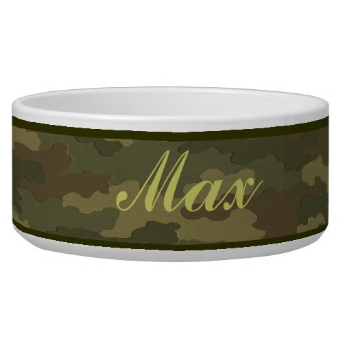 Personalized Dark Camouflage Pet Bowl